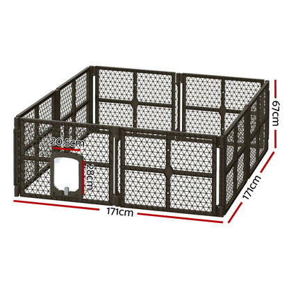 i.Pet Pet Dog Playpen Enclosure 8 Panel Fence Puppy Cage Plastic Play Pen Fold