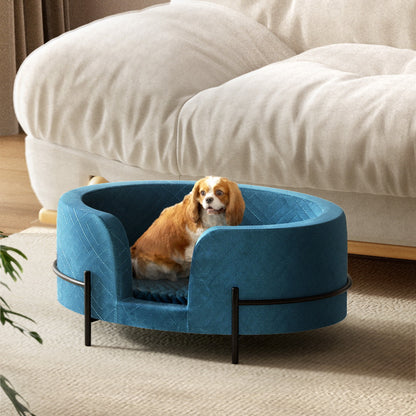 i.Pet Pet Bed Dog Sofa Lounge Cat Calming Couch Raised Blue