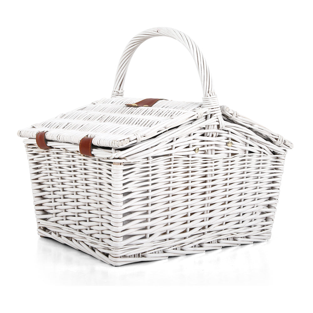 Alfresco 2 Person Picnic Basket Vintage Baskets Outdoor Insulated Blanket - MarKay Outdoors