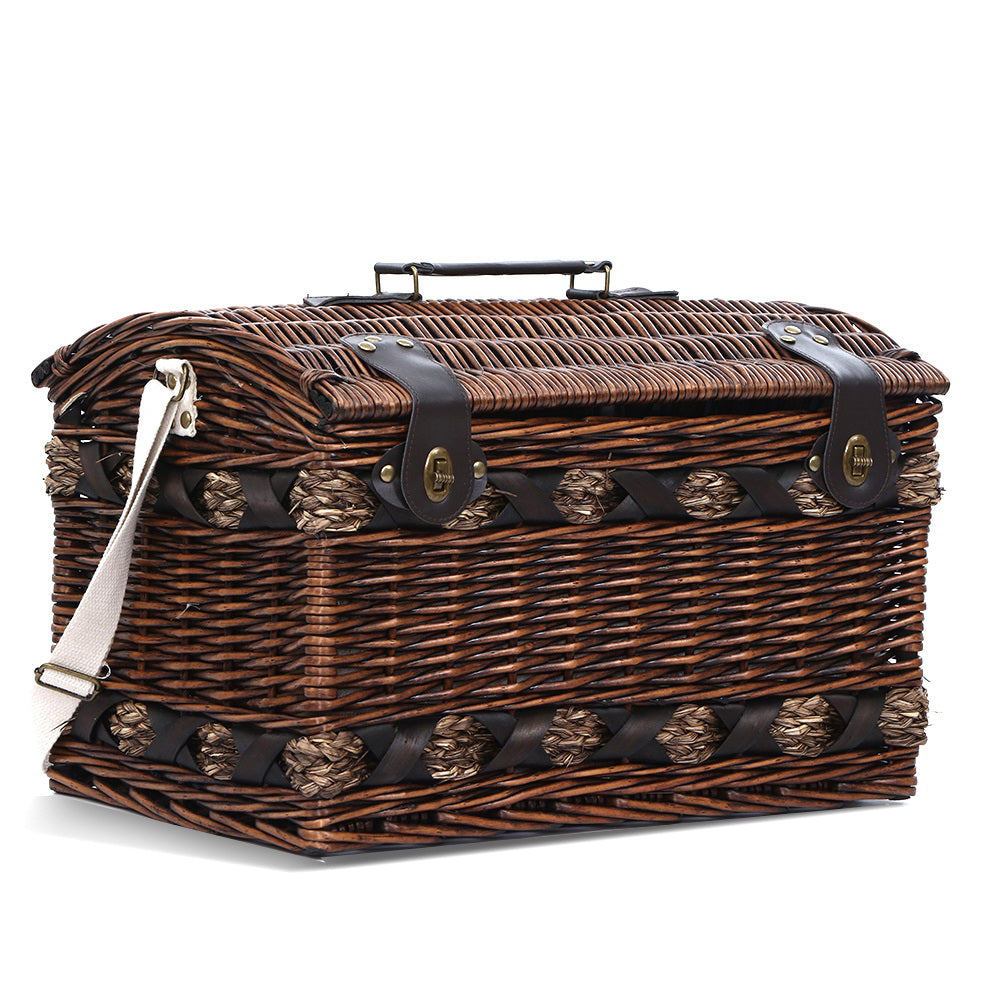 Alfresco 4 Person Picnic Basket Wicker Baskets Outdoor Insulated Gift Blanket - MarKay Outdoors