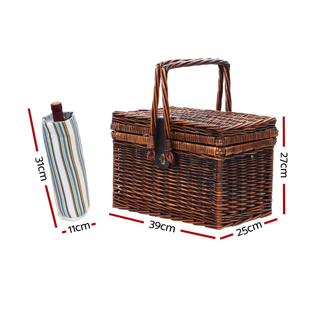 Alfresco 4 Person Picnic Basket Set Deluxe Folding Outdoor Insulated Liquor bag - MarKay Outdoors