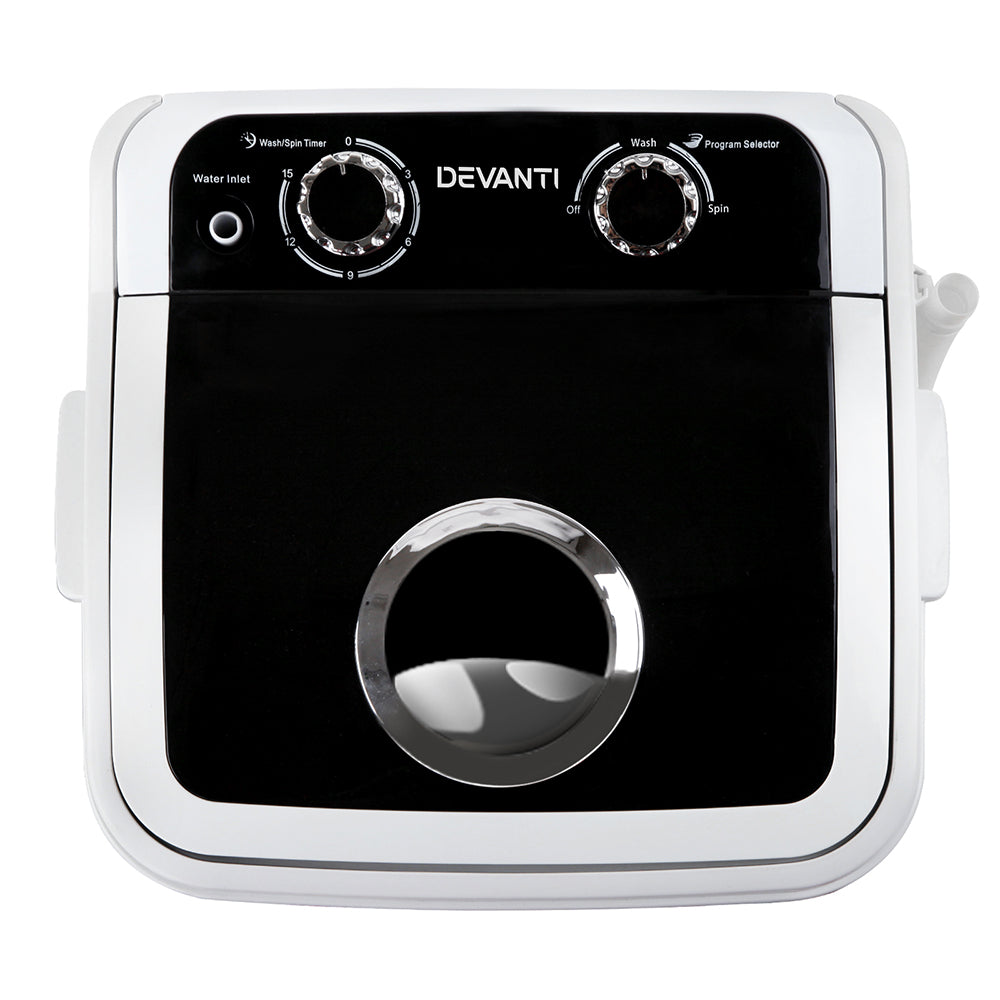 Devanti 4.6KG Mini Portable Washing Machine - Black - MarKay Outdoors