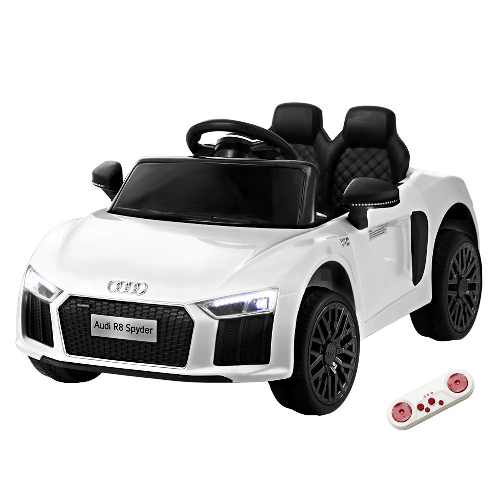 Kids Ride On Car Audi R8 Licensed Sports Electric Toy Cars 12V Battery White - MarKay Outdoors