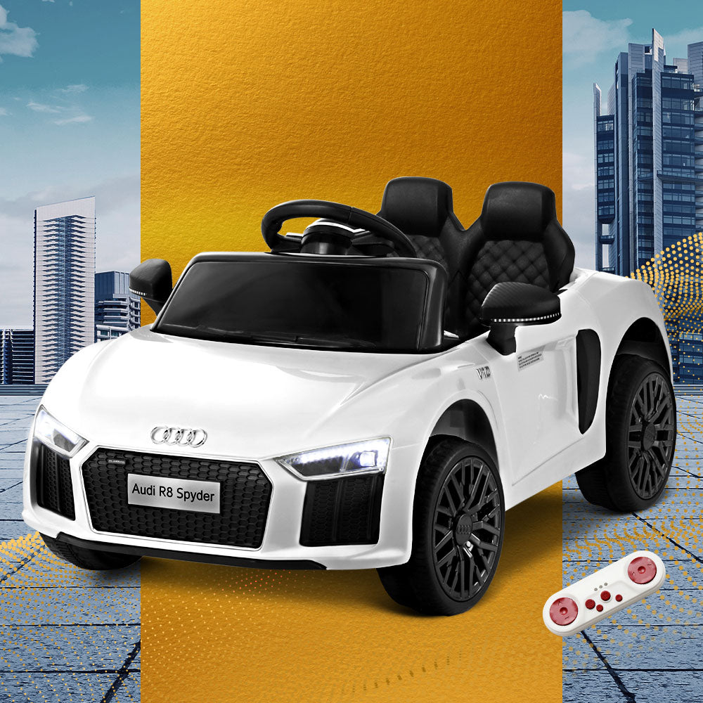 Kids Ride On Car Audi R8 Licensed Sports Electric Toy Cars 12V Battery White - MarKay Outdoors