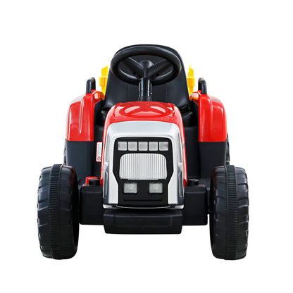 Rigo Ride On Car Tractor Trailer Toy Kids Electric Cars 12V Battery Red - MarKay Outdoors