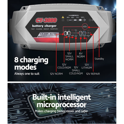 Smart Battery Charger 3.5A 12V 6V Automatic SLA AGM Car Truck Boat Motorcycle Caravan - MarKay Outdoors