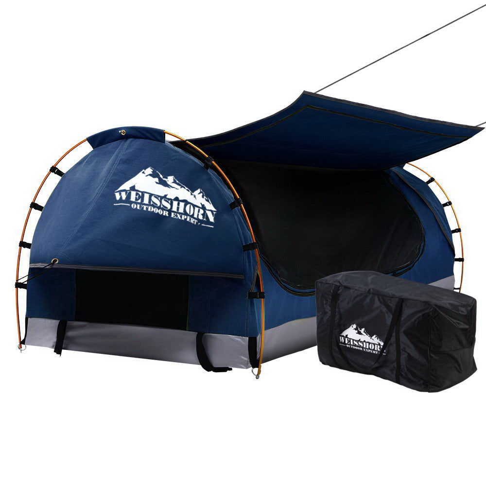 Weisshorn Swag King Single Camping Canvas Free Standing Swags Blue Dome Tent - MarKay Outdoors