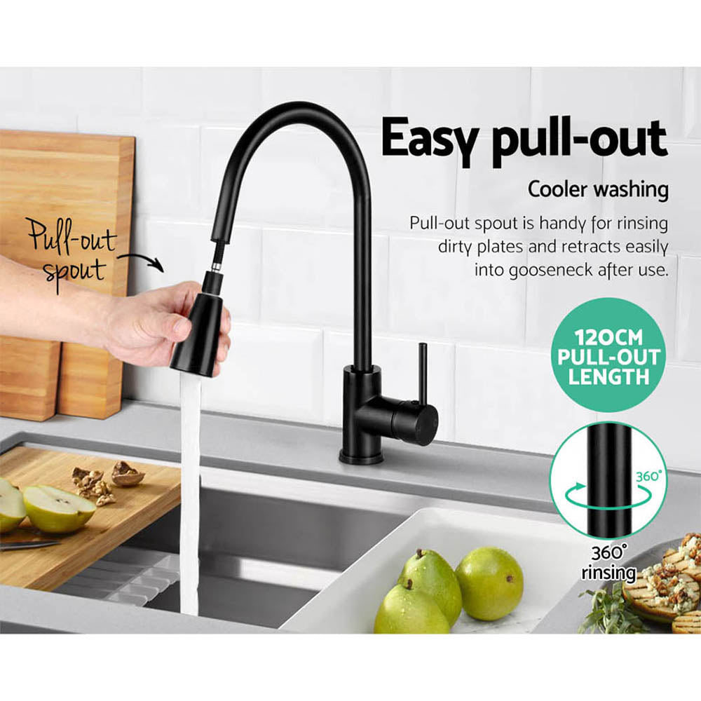 Cefito Pull-out Mixer Faucet Tap - Black - MarKay Outdoors