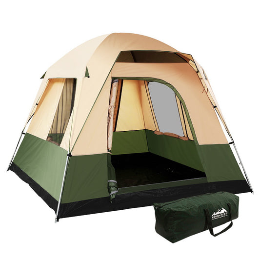 Weisshorn Family Camping Tent 4 Person Hiking Beach Tents Canvas Ripstop Green - MarKay Outdoors