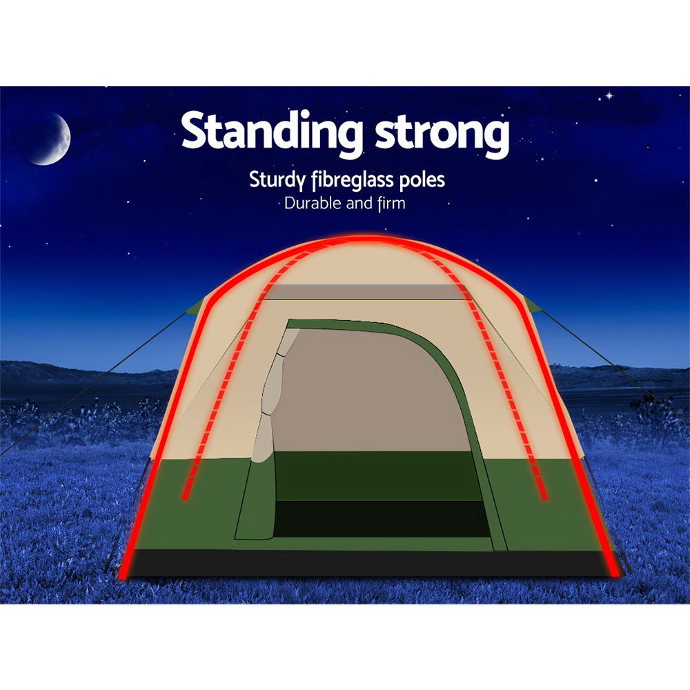 Weisshorn Family Camping Tent 4 Person Hiking Beach Tents Canvas Ripstop Green - MarKay Outdoors