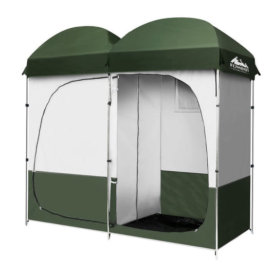 Weisshorn Double Camping Shower Toilet Tent Outdoor Portable Change Room Green - MarKay Outdoors