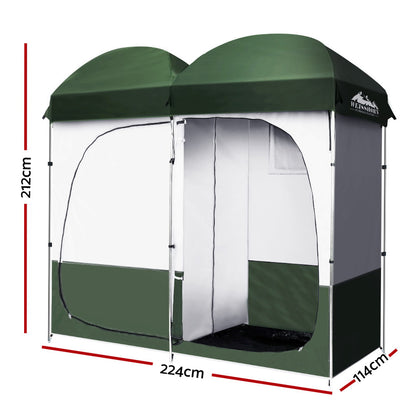 Weisshorn Double Camping Shower Toilet Tent Outdoor Portable Change Room Green - MarKay Outdoors