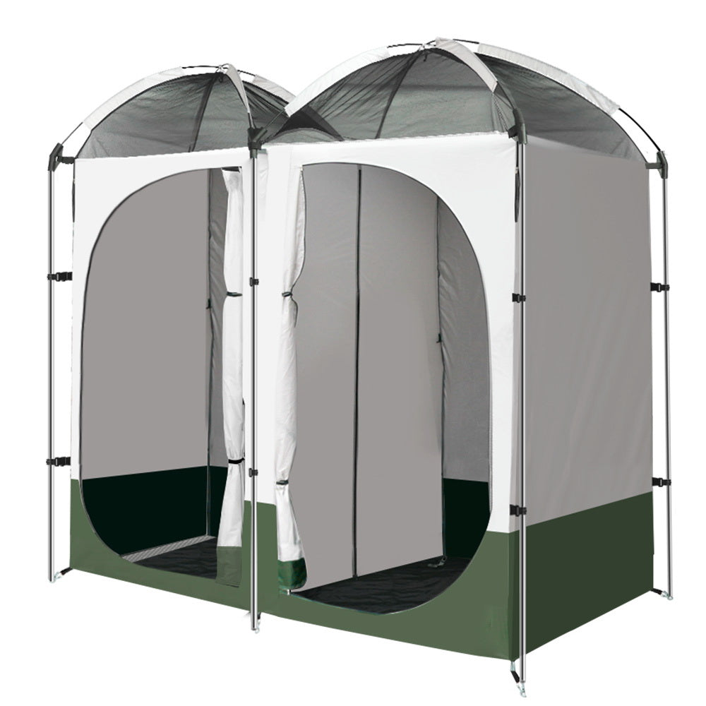 Weisshorn Double Camping Shower Toilet Tent Outdoor Portable Change Room Green - MarKay Outdoors