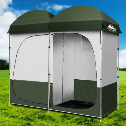 Weisshorn Double Camping Shower Toilet Tent Outdoor Portable Change Room Green - MarKay Outdoors