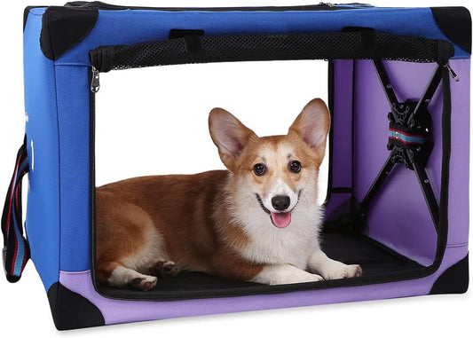 Portable Dog Crate Collapsible, Blue Purple