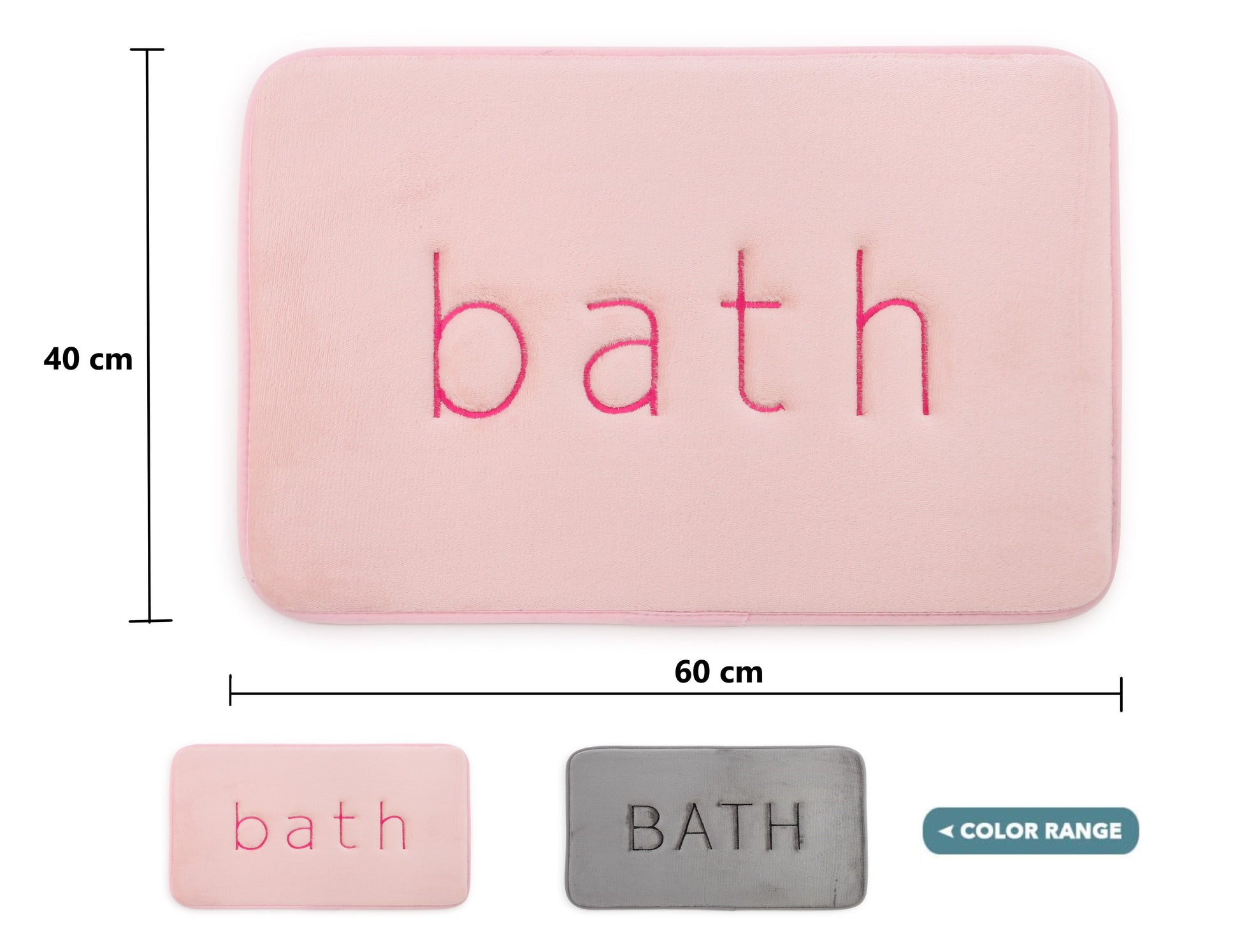 Extra Thick Memory Foam & Super Comfort Bath Rug Mat for Bathroom (60 x 40 cm, Pink) - MarKay Outdoors