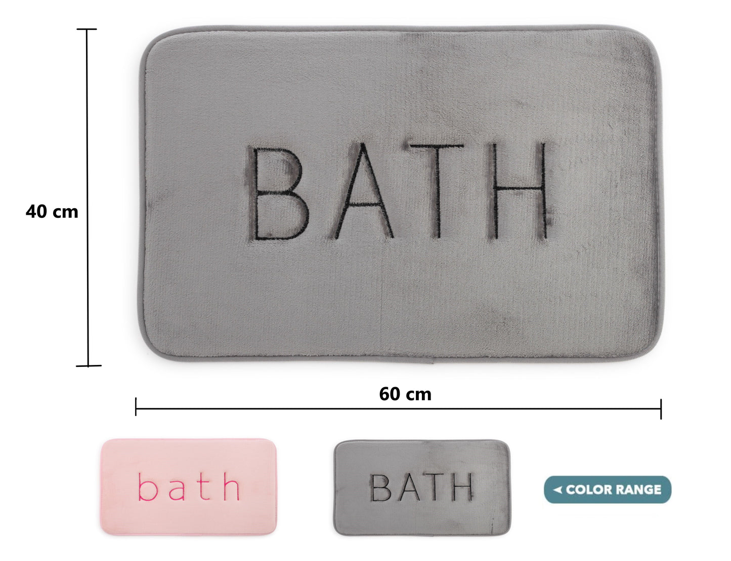 Extra Thick Memory Foam & Super Comfort Bath Rug Mat for Bathroom (60 x 40 cm, Grey) - MarKay Outdoors