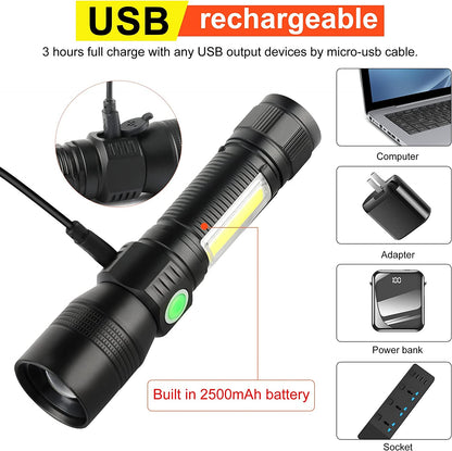 7 Modes Waterproof Rechargeable UV Light Flashlight Torch for Camping - MarKay Outdoors