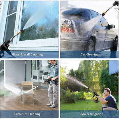 Electric Car Pressure Washer Cordless Spray Gun W/ 2 Battery Water Cleaner Tool - MarKay Outdoors