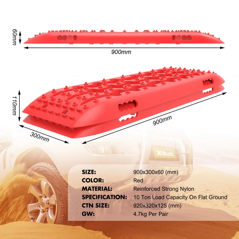 X-BULL KIT1 Recovery track Board Traction Sand trucks strap mounting 4x4 Sand Snow Car RED - MarKay Outdoors