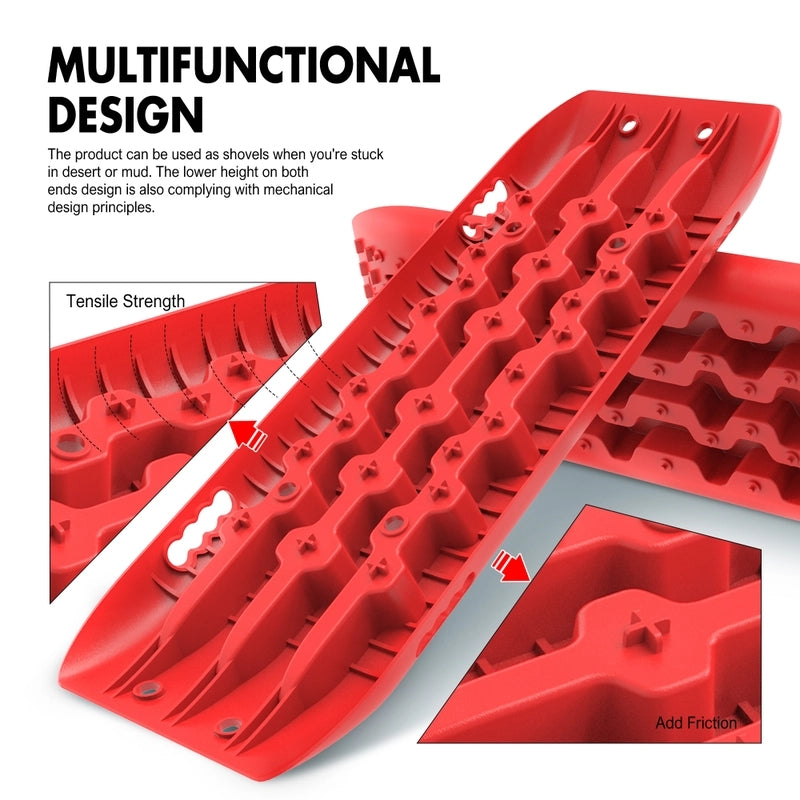 X-BULL KIT1 Recovery track Board Traction Sand trucks strap mounting 4x4 Sand Snow Car RED - MarKay Outdoors