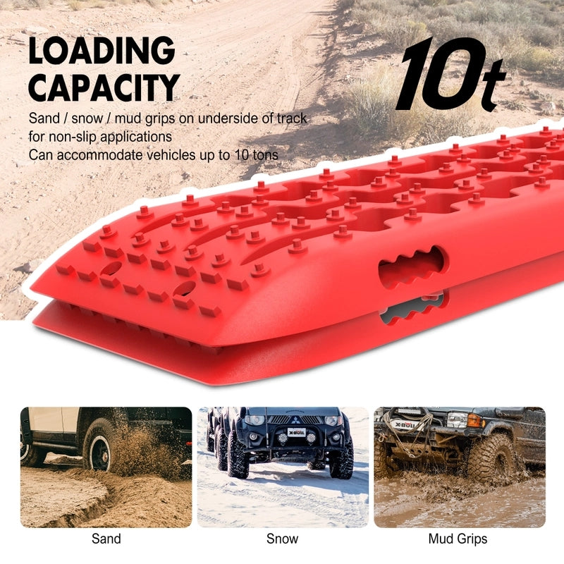 X-BULL KIT1 Recovery track Board Traction Sand trucks strap mounting 4x4 Sand Snow Car RED - MarKay Outdoors