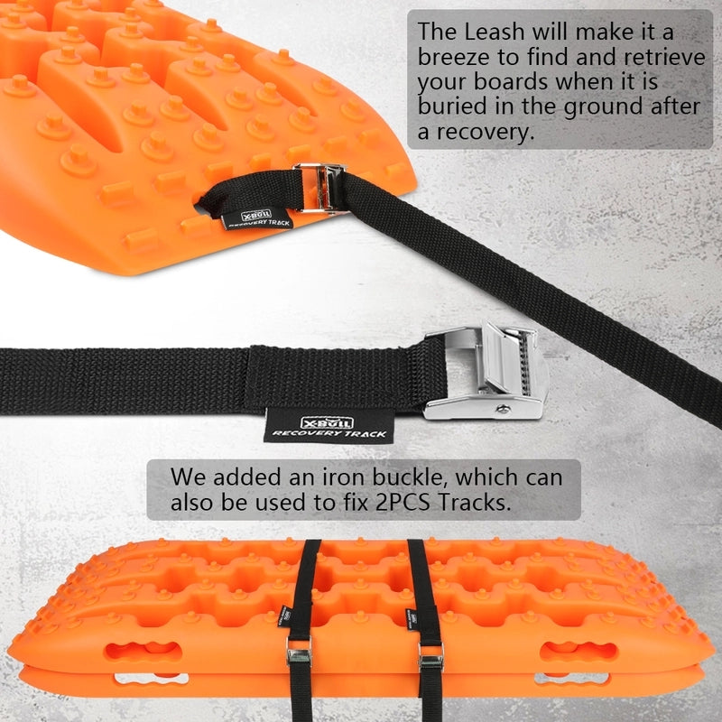 X-BULL KIT1 Recovery track Board Traction Sand trucks strap mounting 4x4 Sand Snow Car ORANGE - MarKay Outdoors