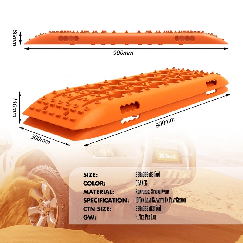 X-BULL KIT1 Recovery track Board Traction Sand trucks strap mounting 4x4 Sand Snow Car ORANGE - MarKay Outdoors