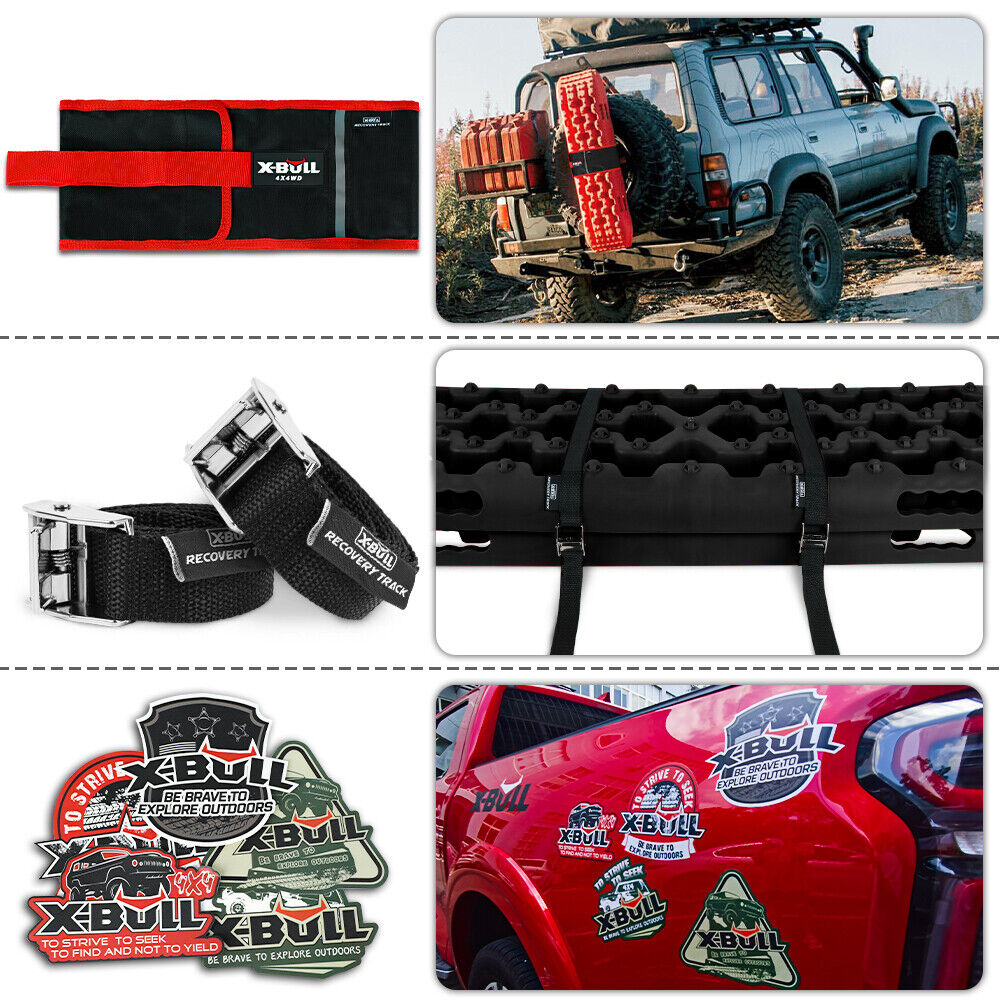 X-BULL KIT2 Recovery tracks 6pcs Board Traction Sand trucks strap mounting 4x4 Sand Snow Car red - MarKay Outdoors