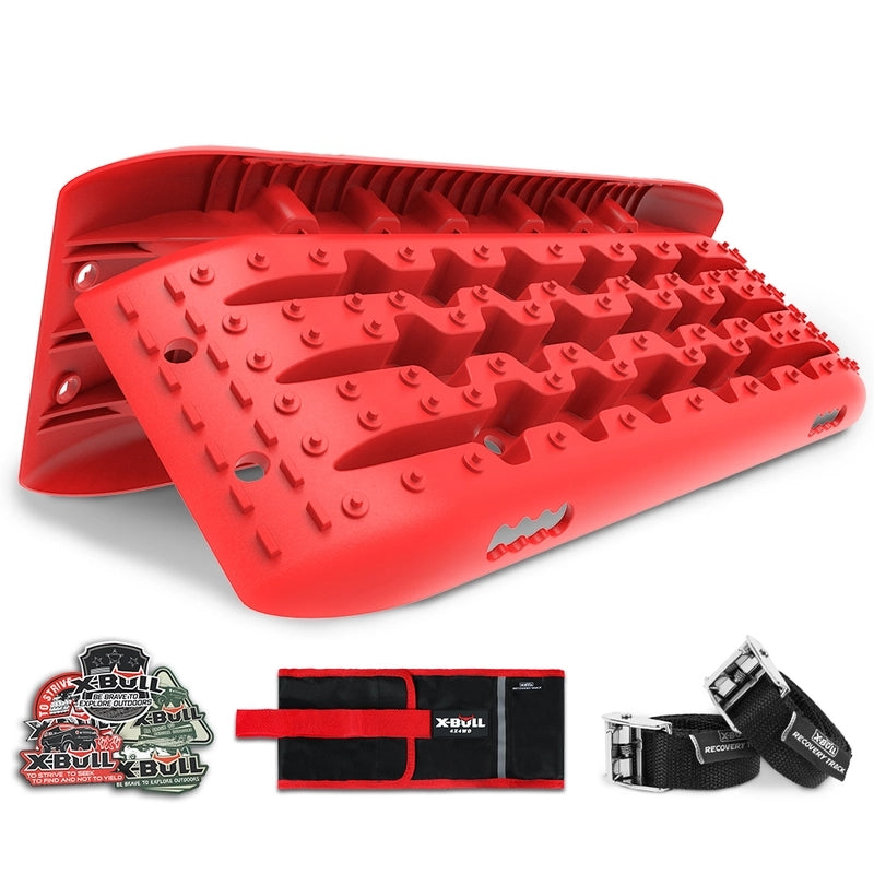 X-BULL KIT2 Recovery tracks 6pcs Board Traction Sand trucks strap mounting 4x4 Sand Snow Car red - MarKay Outdoors