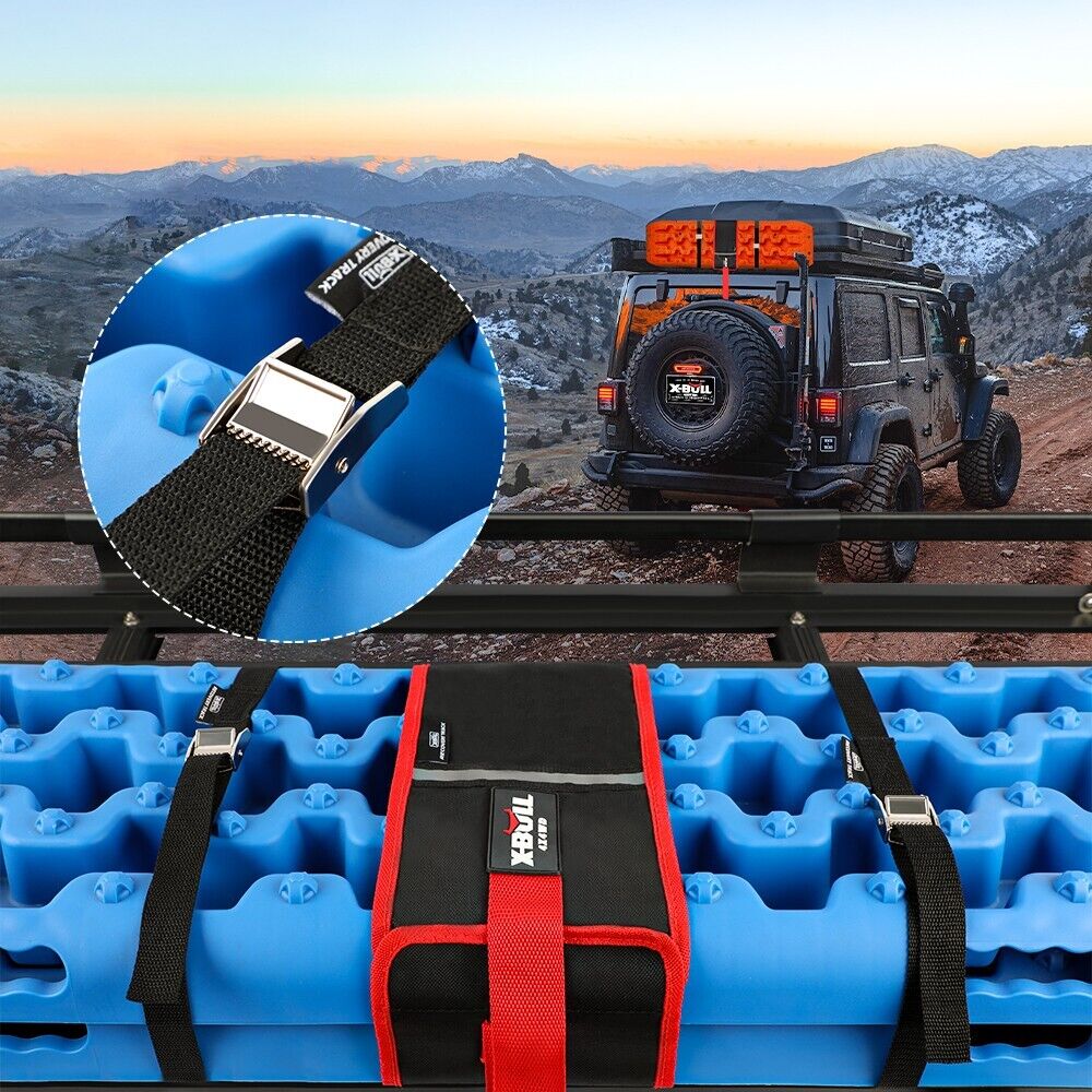 X-BULL KIT2 Recovery tracks kit Board Traction Sand trucks strap mounting 4x4 Sand Snow Car blue 6pcs - MarKay Outdoors