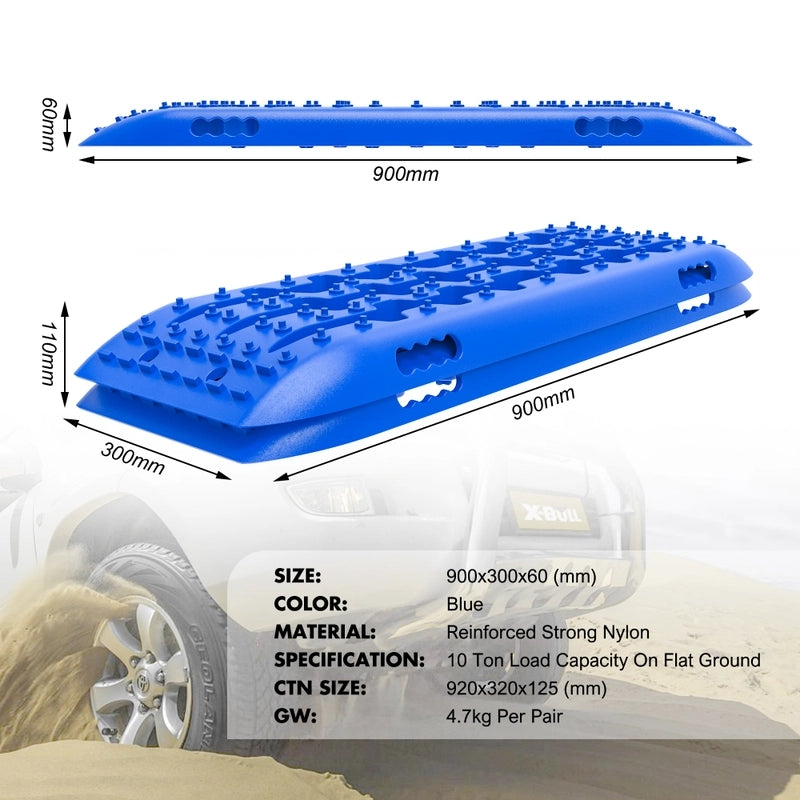 X-BULL KIT2 Recovery tracks kit Board Traction Sand trucks strap mounting 4x4 Sand Snow Car blue 6pcs - MarKay Outdoors