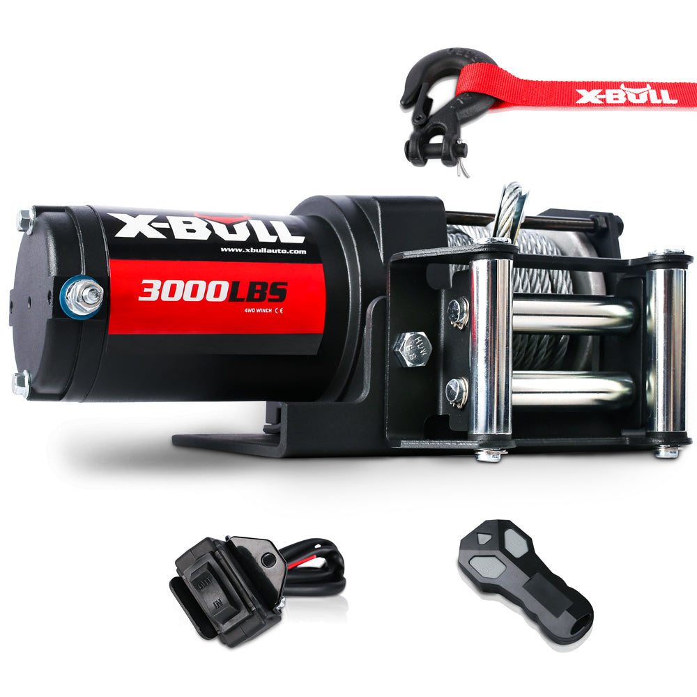 X-BULL Electric Winch 3000lbs/1360kg Wireless 12V Steel Cable ATV 4WD BOAT 4X4 - MarKay Outdoors