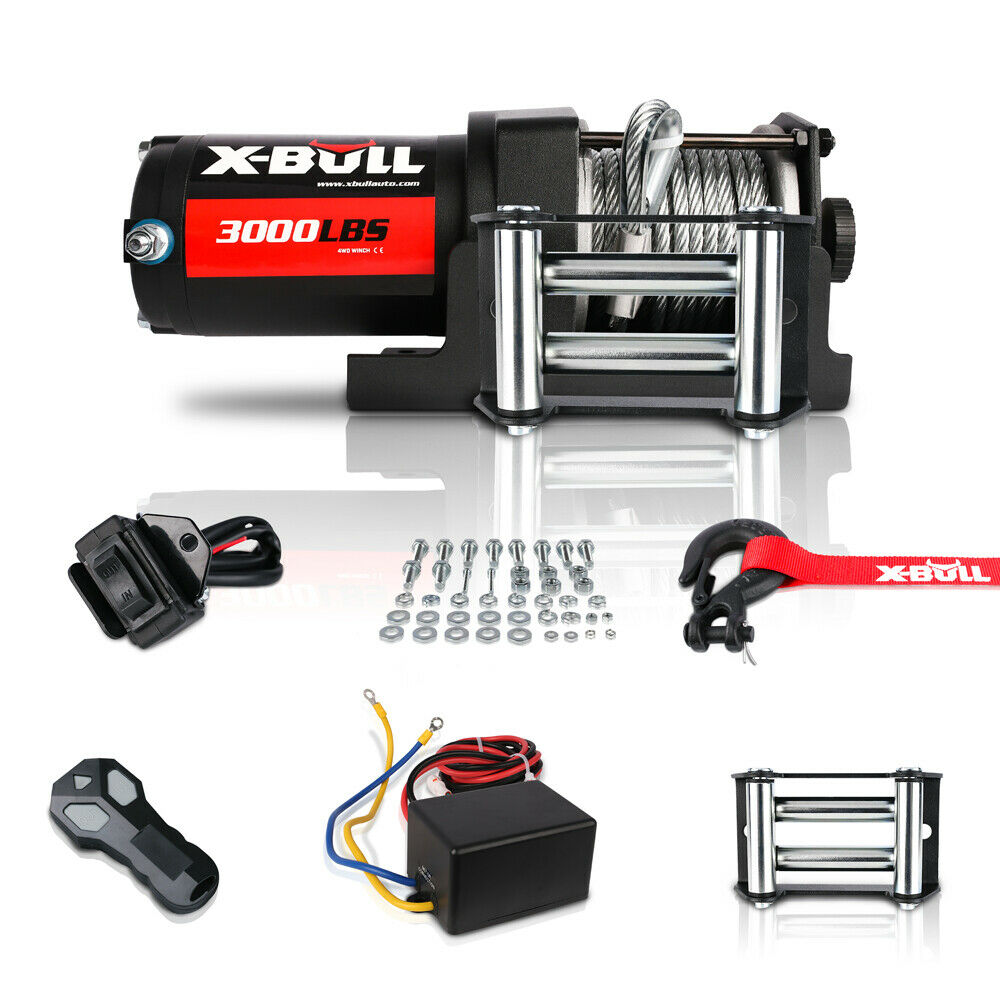 X-BULL Electric Winch 3000lbs/1360kg Wireless 12V Steel Cable ATV 4WD BOAT 4X4 - MarKay Outdoors