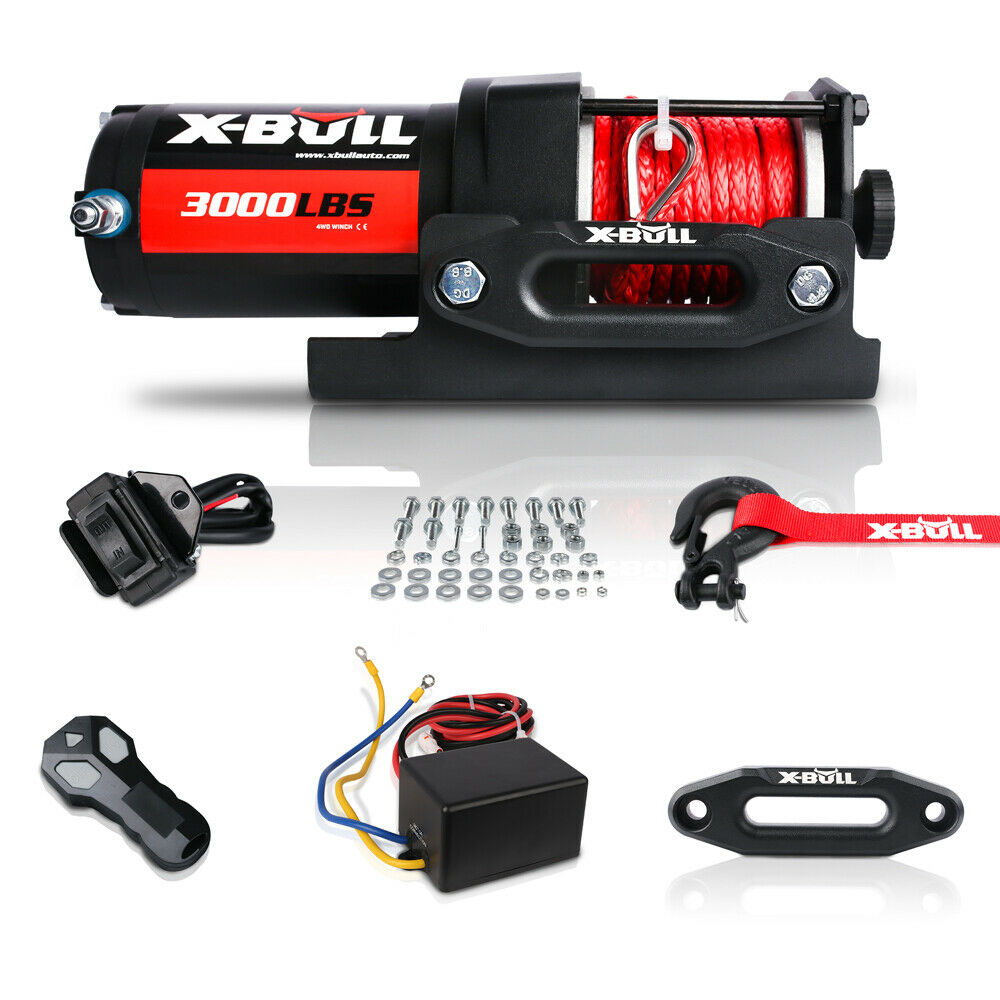 X-BULL Electric Winch 12V Wireless 3000lbs/1360kg Synthetic Rope BOAT ATV 4WD - MarKay Outdoors