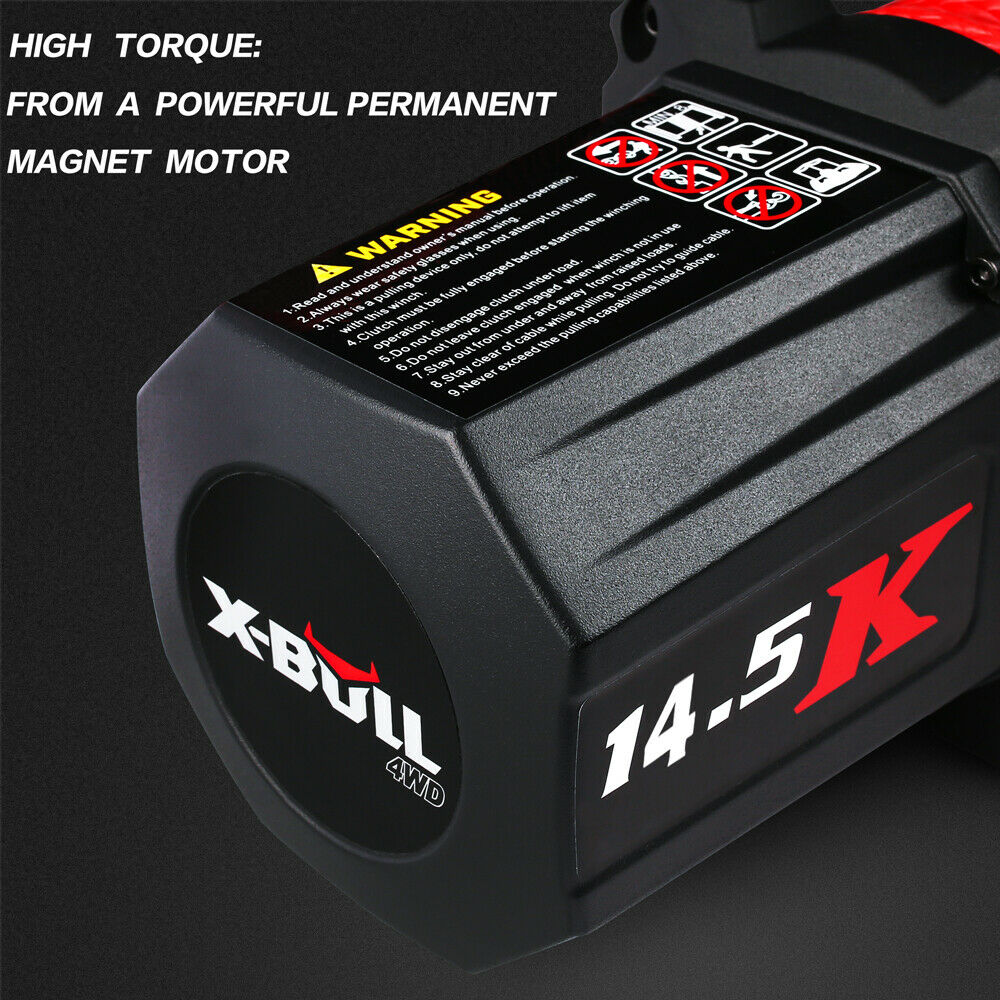 X-BULL Electric Winch 12V Synthetic Rope Wireless 14500LB Remote 4X4 4WD Boat - MarKay Outdoors