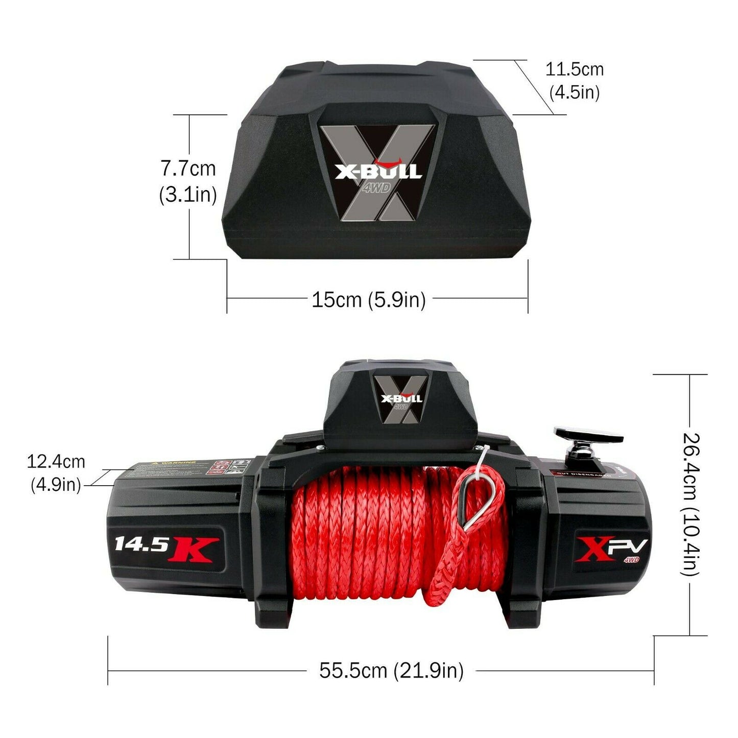 X-BULL Electric Winch 12V Synthetic Rope Wireless 14500LB Remote 4X4 4WD Boat - MarKay Outdoors