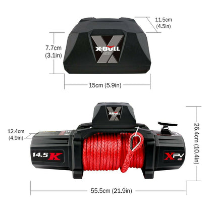 X-BULL Electric Winch 12V Synthetic Rope Wireless 14500LB Remote 4X4 4WD Boat - MarKay Outdoors