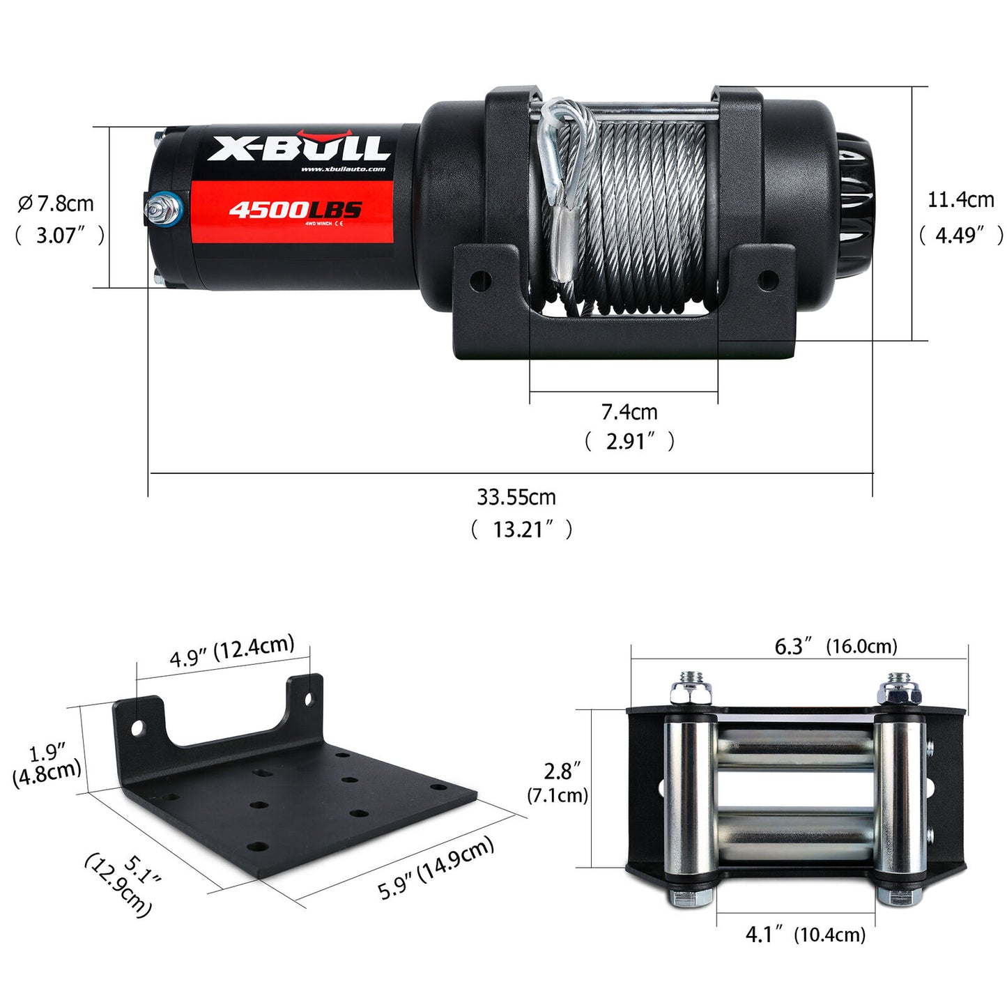 X-BULL Electric Winch 4500LBS/2041KG Steel Cable Wireless Remote Boat ATV 4WD - MarKay Outdoors