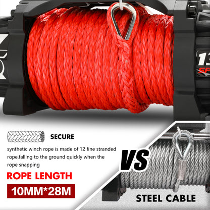 X-BULL Electric Winch 13000LBS 12V Synthetic Rope 28M Wireless Offroad 4WD 4x4 - MarKay Outdoors