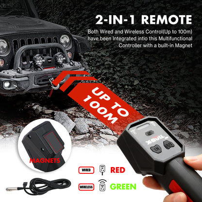 X-BULL Electric Winch 13000LBS 12V Synthetic Rope 28M Wireless Offroad 4WD 4x4 - MarKay Outdoors