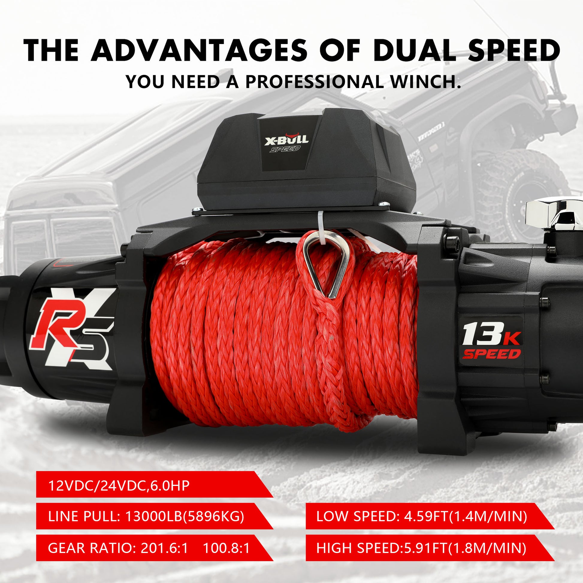 X-BULL Electric Winch 13000LBS 12V Synthetic Rope 28M Wireless Offroad 4WD 4x4 - MarKay Outdoors