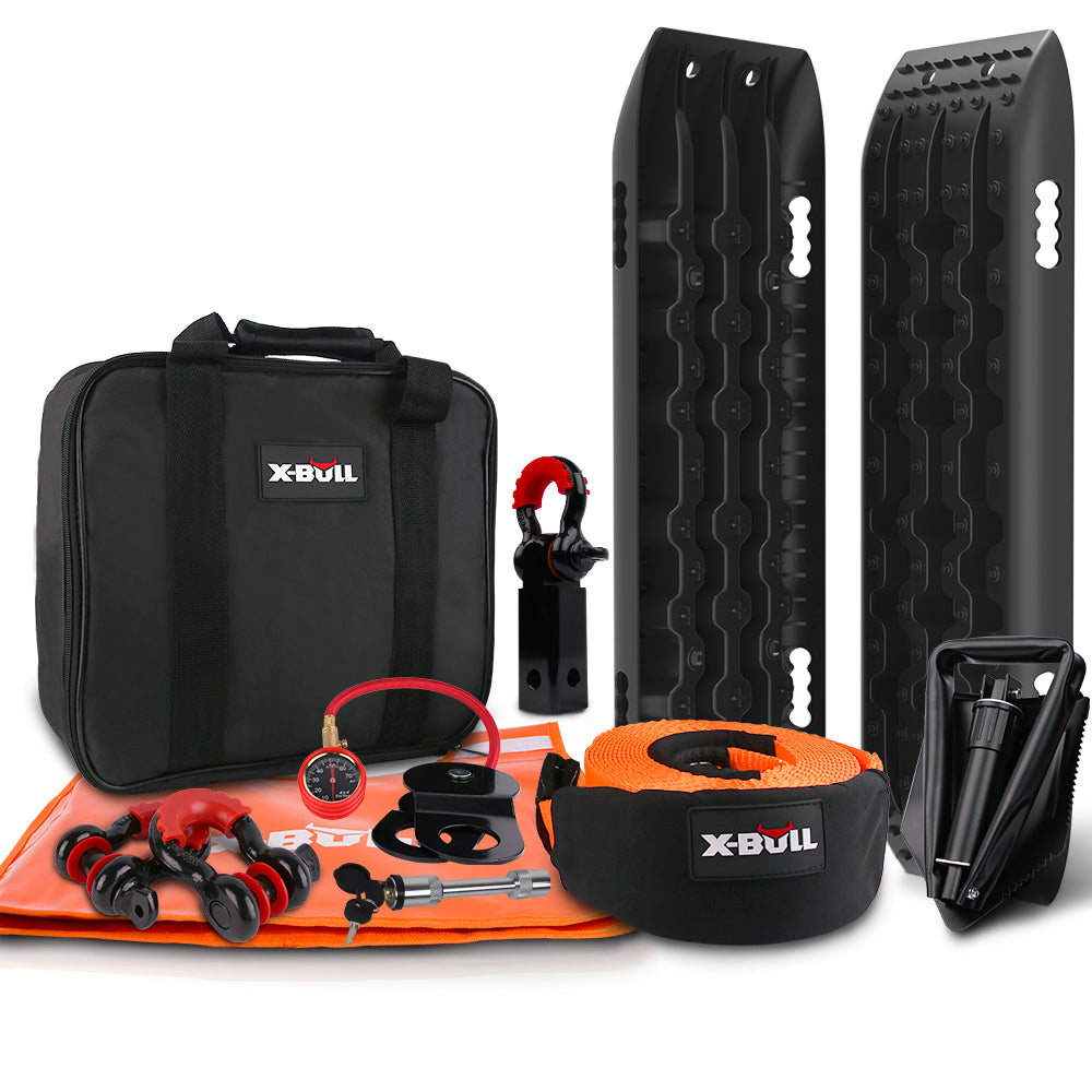 X-BULL Winch Recovery Kit 13PCS Recovery tracks /Snatch Strap Off Road 4X4 - MarKay Outdoors