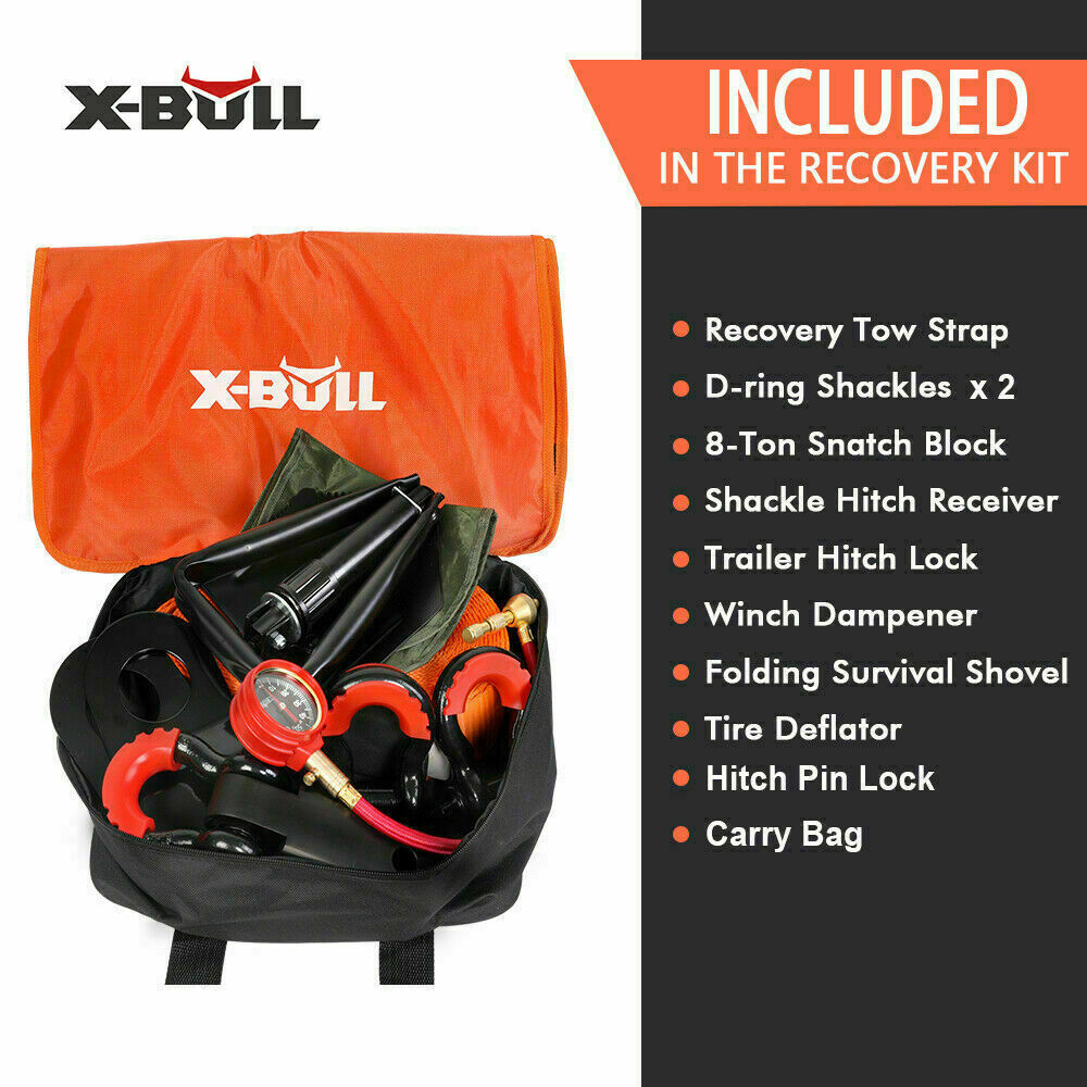 X-BULL Winch Recovery Kit 11PCS 4WD 4x4 Pack Off Road Snatch Strap Essential - MarKay Outdoors