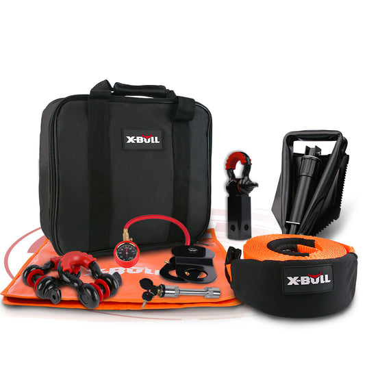 X-BULL Winch Recovery Kit 11PCS 4WD 4x4 Pack Off Road Snatch Strap Essential - MarKay Outdoors