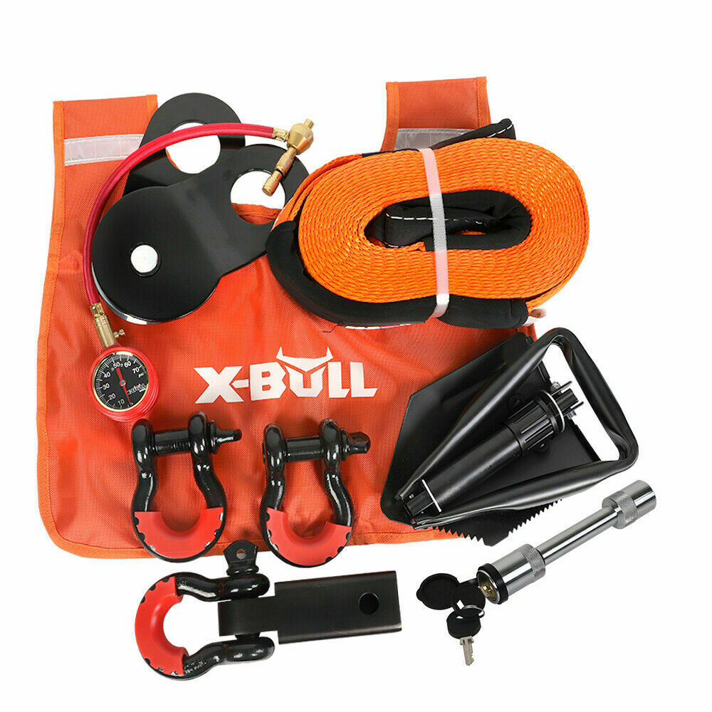 X-BULL Winch Recovery Kit 11PCS 4WD 4x4 Pack Off Road Snatch Strap Essential - MarKay Outdoors