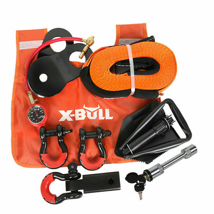 X-BULL Winch Recovery Kit 11PCS 4WD 4x4 Pack Off Road Snatch Strap Essential - MarKay Outdoors
