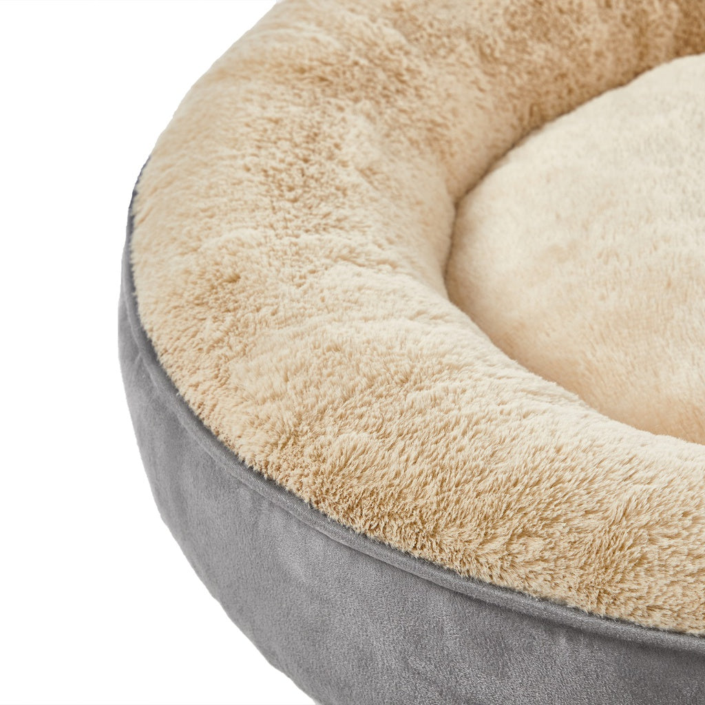 FEANDREA 50cm Dog Sofa Bed Round Shape Fabric Light Grey