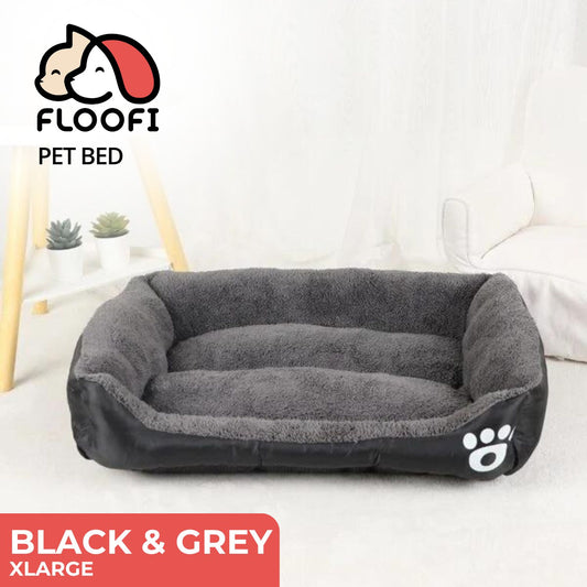 FLOOFI Pet Bed Square XL Size (Black+Dark Grey) FI-PB-303-XL