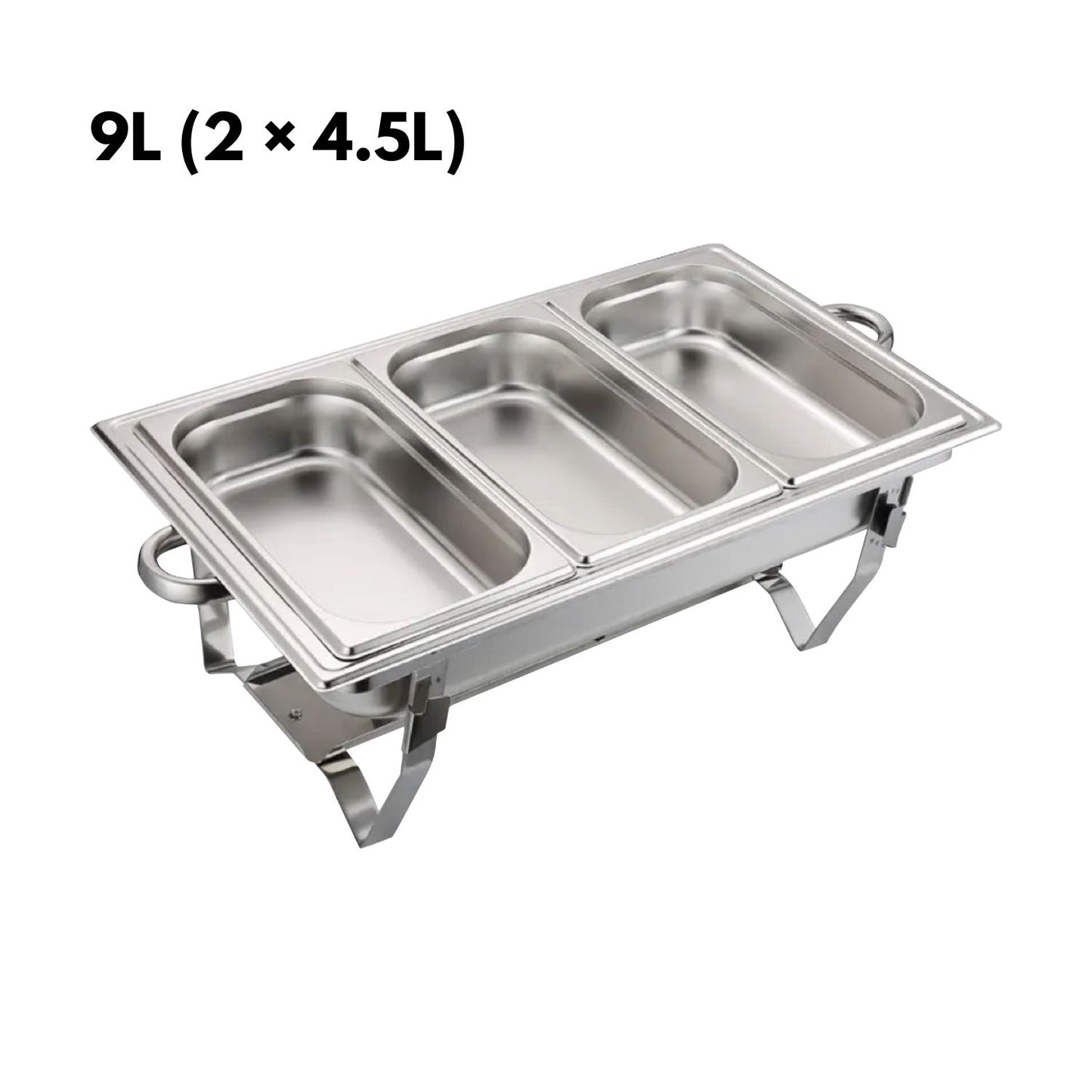 GOMINIMO 9L Chafing Dish Multifunctional Stainless Steel Food Buffet Warmer Pan (3x3L Triple Trays)